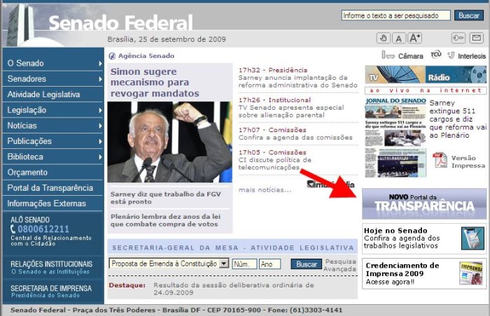 À direita, clicar no selo "Novo Portal da Transparência"...