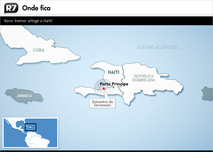mapa novo tremor no haiti (6,1 graus) - 20/01