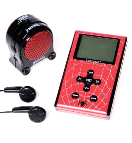 O MP3 Player do Spiderman custa R$ 349; vem com 128 MB, memória pode ser ampliada até 1GB com cartão de memória e alto falante. Vem com caixa de alto falan...