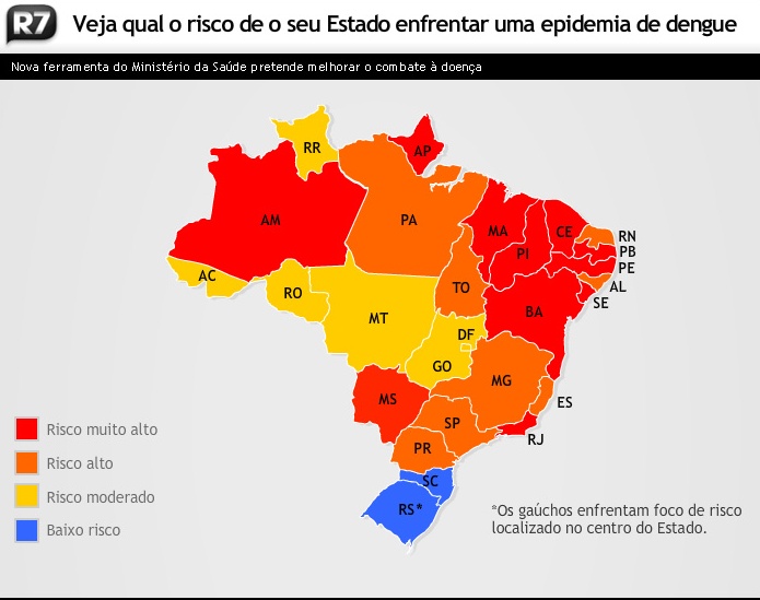 Mapa, dengue, risco