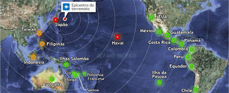 Tsunami tem hora para chegar a vários países
