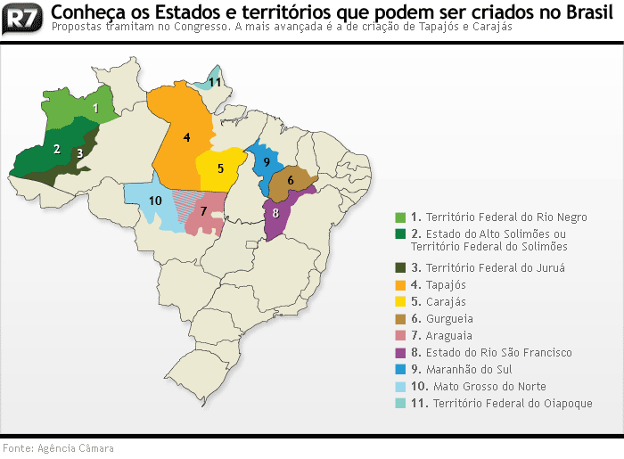 Mapa dos Novos Estados do Brasil