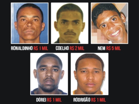Todos os suspeitos tiverão a prisão decretada (Divulgação) Procurados Rocinha