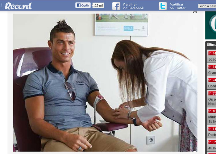 Cristiano Ronaldo mostrou seu lado "boa gente" e doou medula para o garoto (Reprodução/Record) cr7medula
