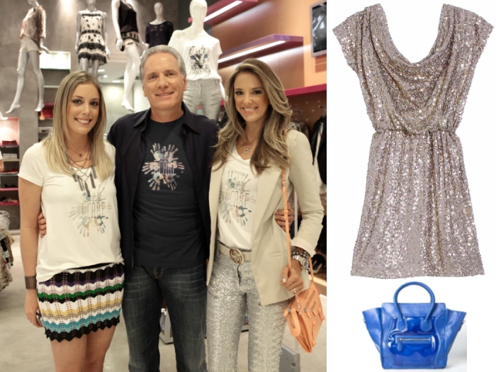 Fabiana, seu pai Roberto Justus e Ticiane Pinheiro. Ao lado, as apostas da Pop Up Store para o verão (Divulgação) fabianaTL