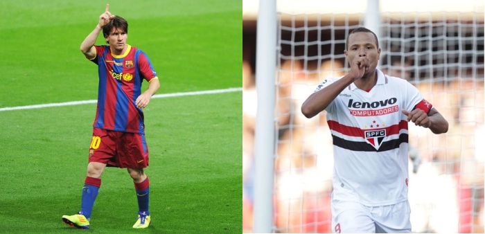 Montagem Messi e Luis Fabiano