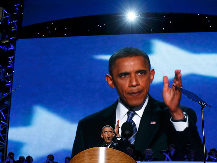 Obama relembrou avanços e ironizou rivais em seu discurso em Charlotte (Jim Young/Reuters) barack-obama