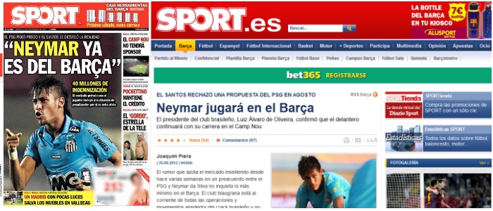 Presidente do Santos revela ao PSG que Neymar j&aacute; &eacute; do Barcelona ...