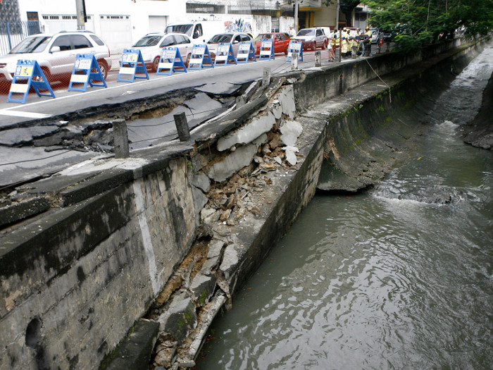 Ap&oacute;s chuva, faixa da avenida Maracan&atilde; fica interditada por tempo ...