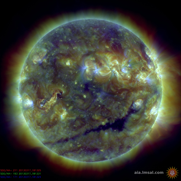 SDO/AIA/Nasa 9%20 %20f 211 193 171 Pedaços do Sol podem atingir a Terra hoje e causar pane eletrônica