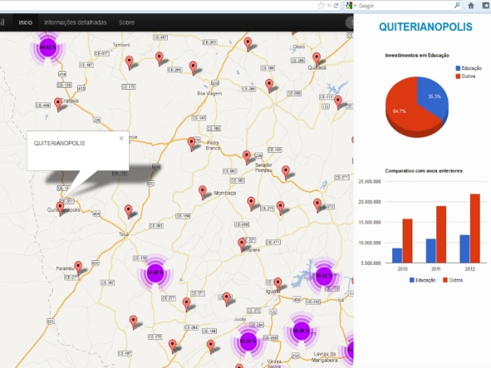 Aplicativo EducaBrasil foi criado por seis estudantes de Engenharia de Software da Universidade Federal do Ceará (Reprodução/ EducaBrasil.org) Site Mapa Educação