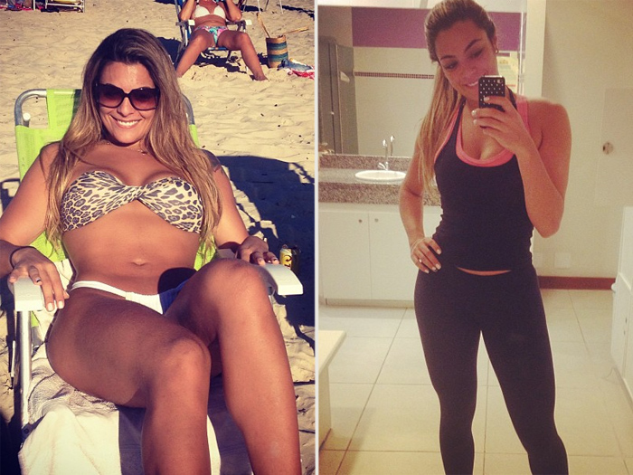 Na praia, Monique Amin mostra barriga sequinha