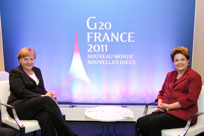 Dilma e a chanceler alemã, Angela Merkel, no G20: as duas fazem parte da lista dos mais poderosos do mundo (Roberto Stuckert Filho/Presidência) DIlma e Angela Merlkel
