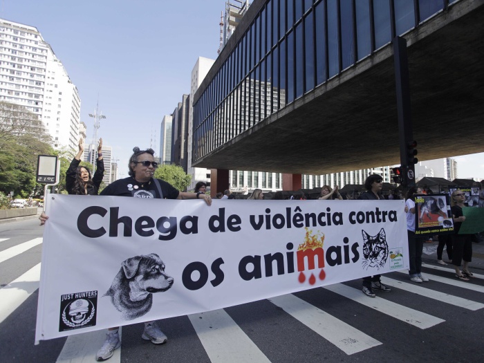 Um grupo de manifestantes se reuniu neste domingo (20) em frente ao Masp (Museu de Arte de São Paulo), na capital paulista, para pedir leis mais rígidas co...