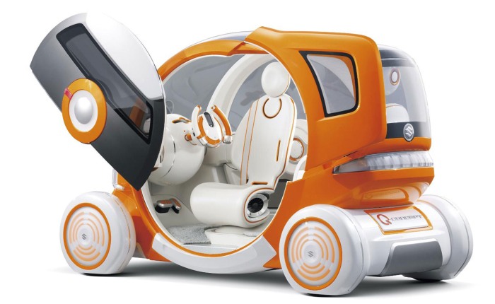 Suzuki Q-Concept - A ideia deste modelo é aliar a praticidade da moto ao conforto do carro. O assento giratório e o interessante esquema de abertura da por...
