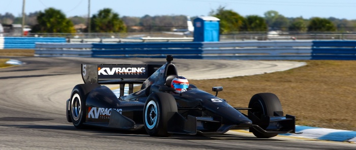Rubens Barrichello no treino com o KV, no circuito de Sebring, pela Fórmula Indy