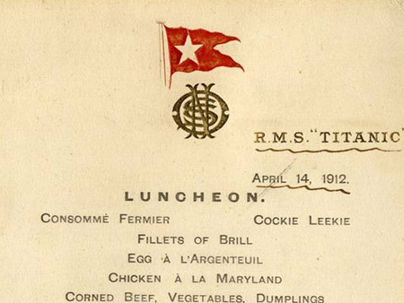 menu titanic
