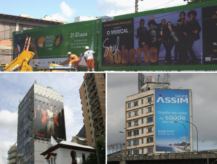 Prefeitura já começou a retirar os anúncios que estão no caminho da nova ZPPA (Zona Paisagística e Ambiental), que cobre 22 bairros da região central e da zona sul do Rio (Montagem - Jadson Marques/R7 - Divulgação/Seop) MONTAGEM_PUBLICIDADE