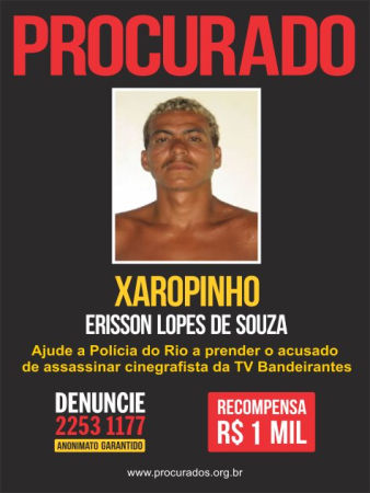 Erisson de Souza é suspeito pela morte de Gelson (Divulgação: Disque-Denúncia) xarope