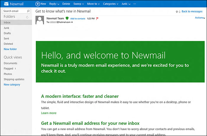 Nova caixa de entrada (Reprodução/Liveside) hotmail