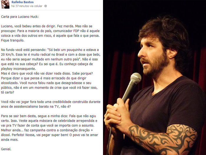 Rafinha Bastos xinga Luciano Huck no Facebook: "Pega um t&aacute;xi ...