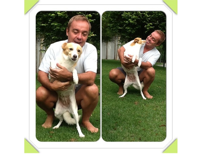 Gugu abra&ccedil;a cachorra e posta foto nas redes socias - Bichos - R7