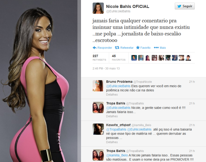 Nervosa, Nicole Bahls comete dois erros de portugu&ecirc;s em uma ...