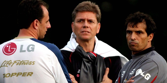 Rogério Ceni e Milton Cruz são remanescentes da primeira passagem de Paulo Autuori pelo São Paulo (Fernando Pilatos/ Gazeta Press 02/06/2005) rogério ceni milton cruz paulo autuori