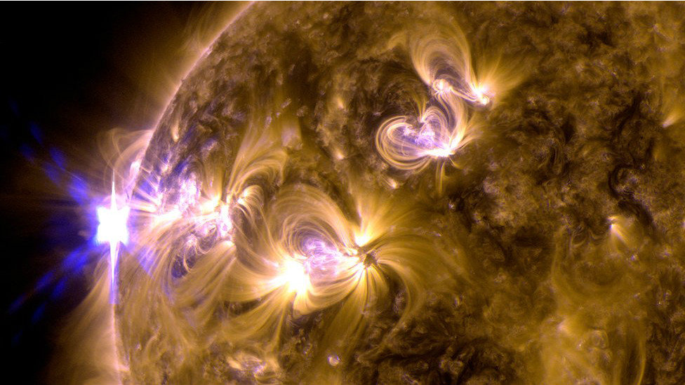 Reprodução BBC Explosões solares revelam imagens impressionantes