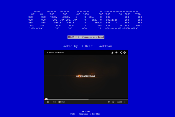Siite de Orizânia tem o recado com um vídeo do AnonymousBrasil (Site prefeitura de Orizânia) Site prefeitura de Orizânia